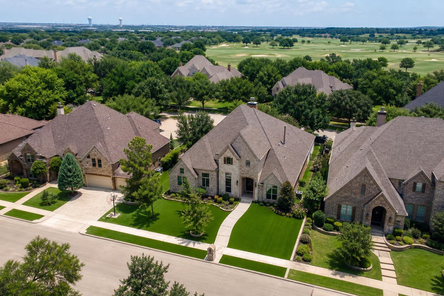 Willow Bend Plano TX home with manicured artificial turf front lawn